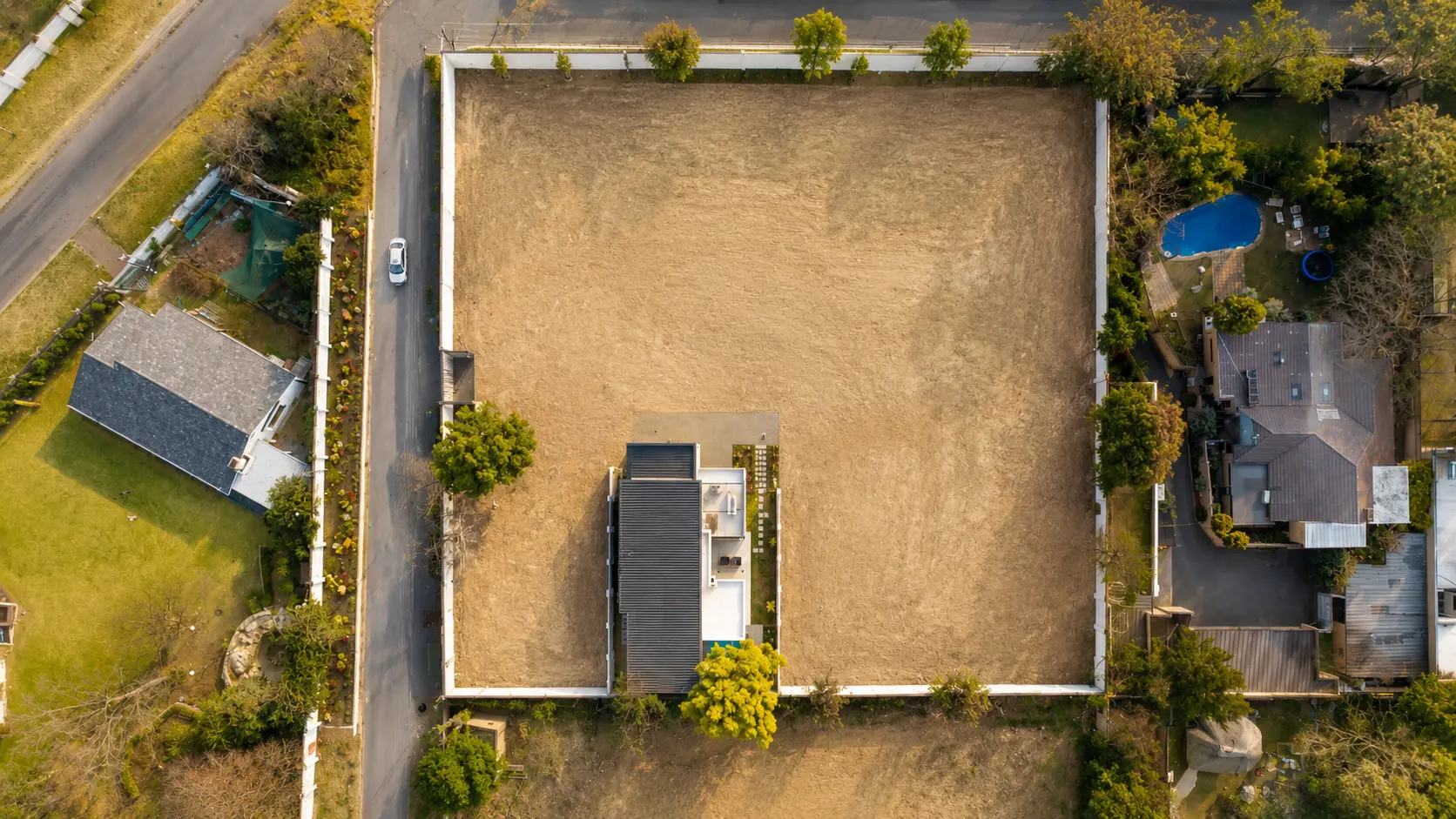 Drone aerial view of full property layout